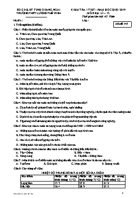 Đề kiểm tra 1 tiết môn Địa lý Lớp 12 - Mã đề 145 - Năm học 2018-2019 - Trường THPT Lương Thế Vinh